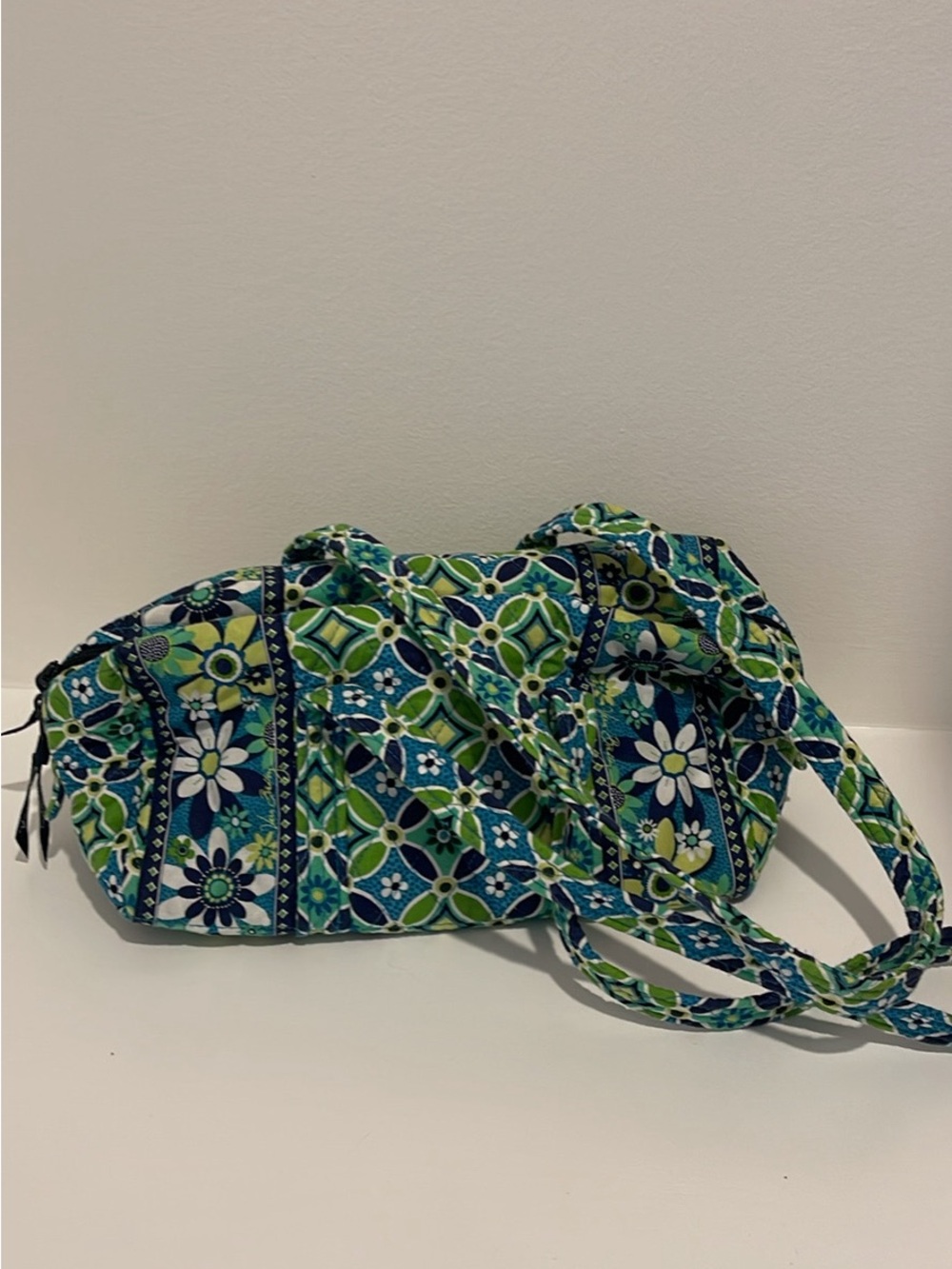 Vera Bradley Quilted Shoulder Bag in Teal, Green & Navy